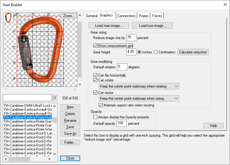 Gear Builder, Graphics page