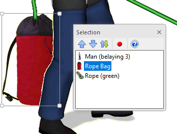 Rope bag behind man